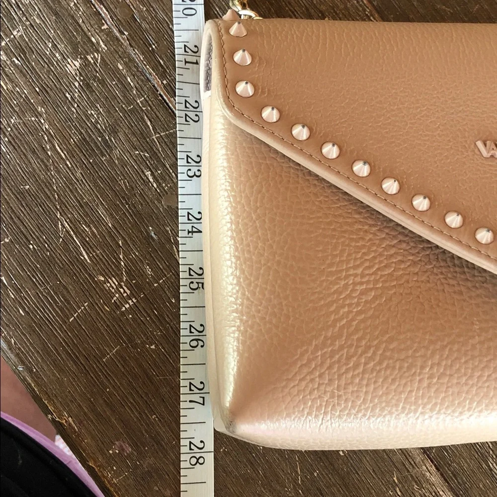 Valentino by Mario Valentino Tan Studded Shoulder Bag Gold Hardware